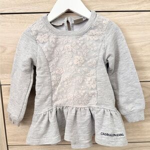 Calvin Klein Jeans Light Gray Floral Kids Sweatshirt